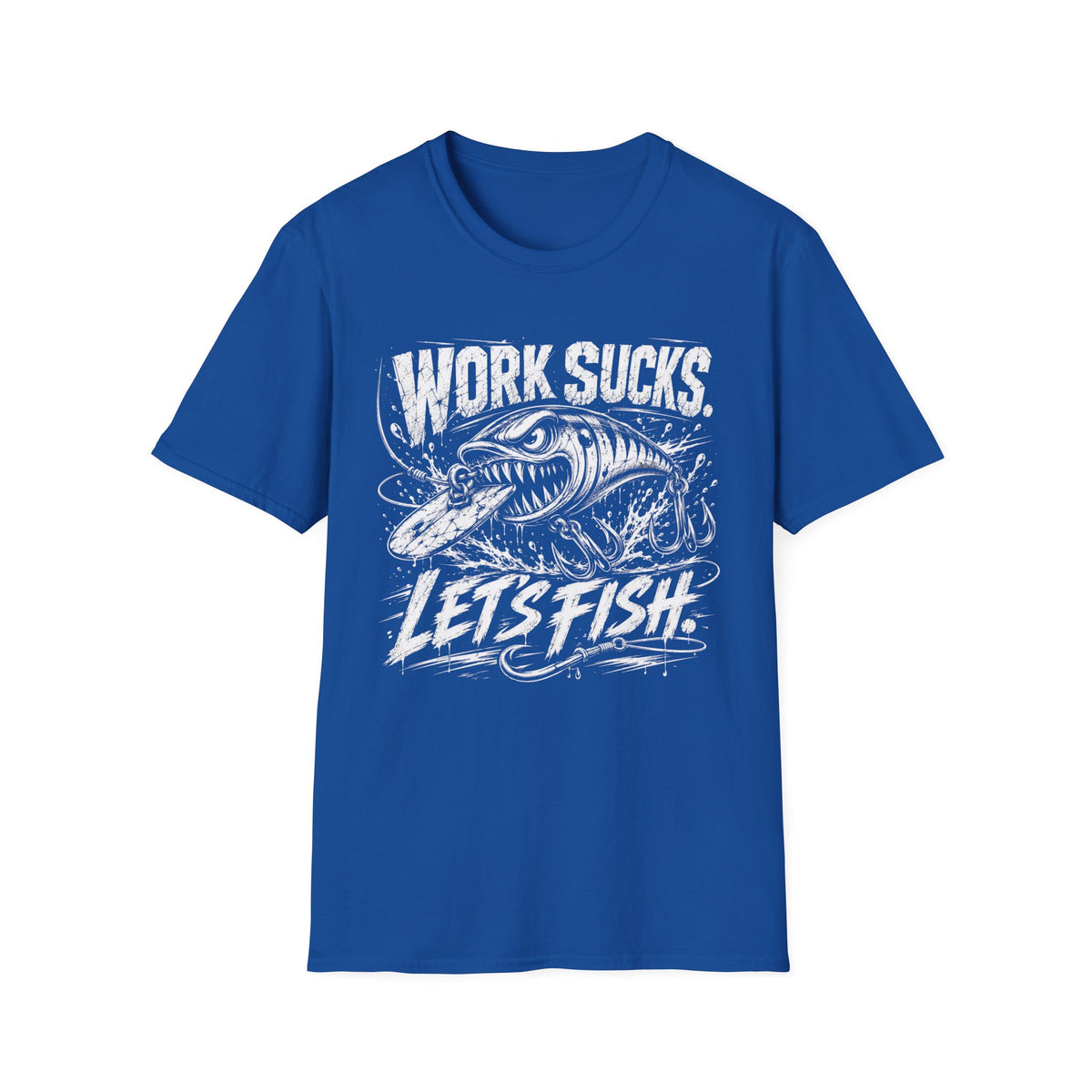 Work Sucks Lets Fish Softstyle Fishing T-Shirt