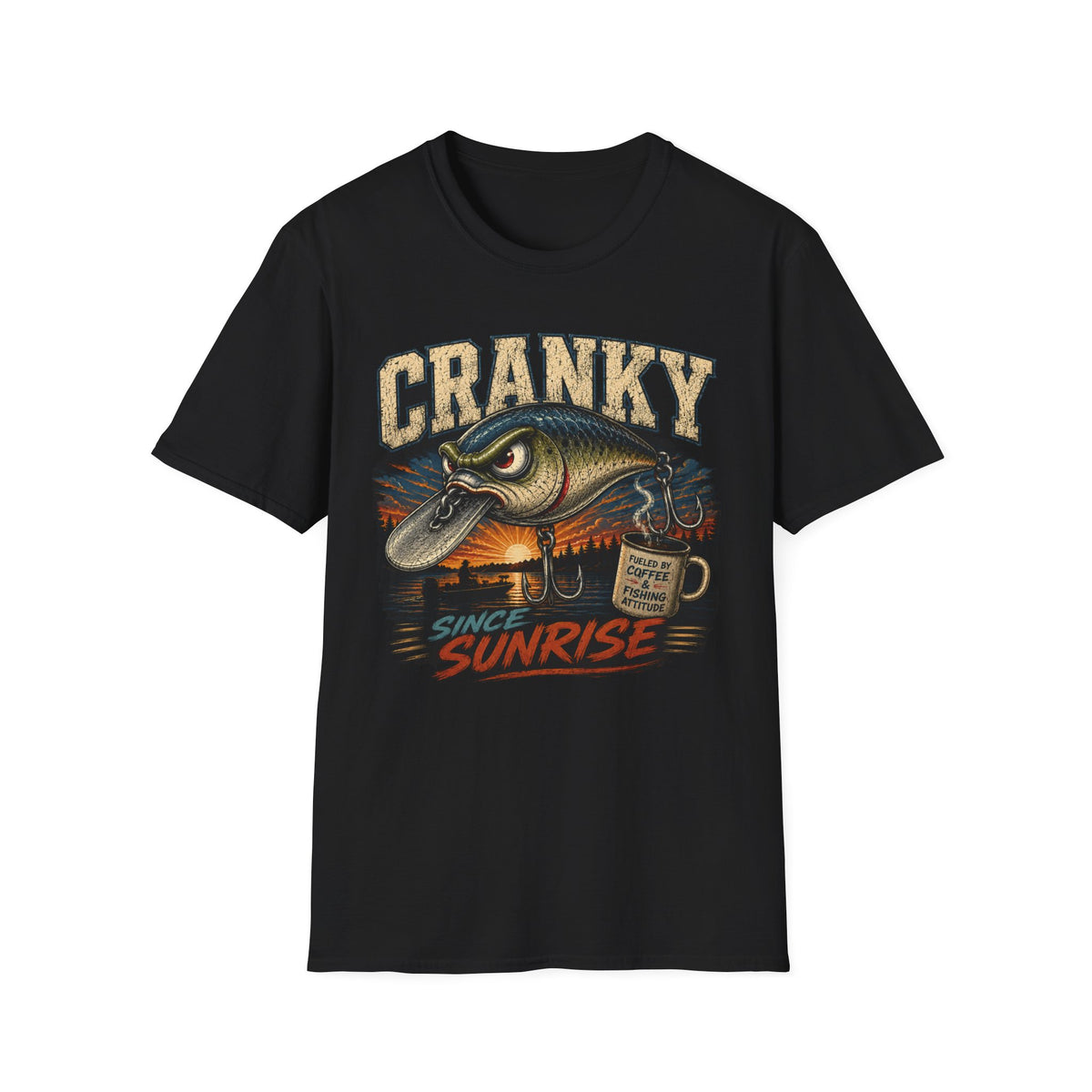 Cranky Since Sunrise Softstyle Fishing T-Shirt